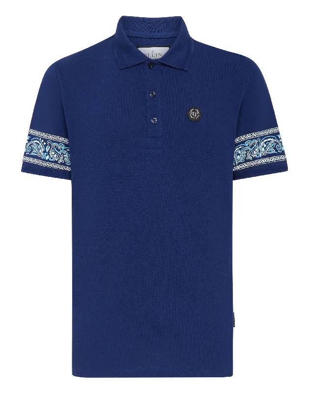 men's basic polo shirts -Slim Fit Piquet Polo Shirt SS Paisley Bandana