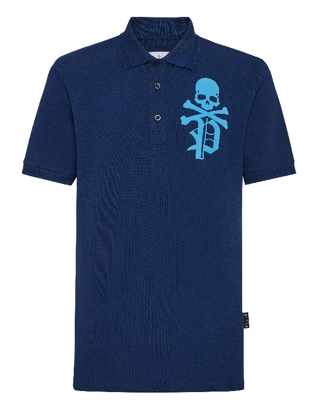 men's casual cotton polo shirts -Slim Fit Polo Shirt Skull&Bones