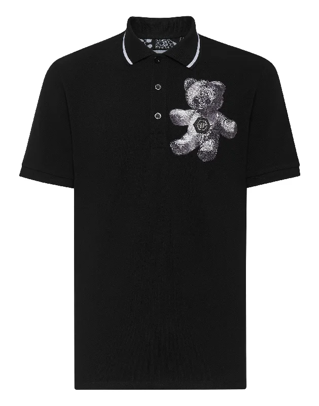 men's cotton blend polo shirts -Slim Fit Polo shirt SS Paisley Teddy Bear