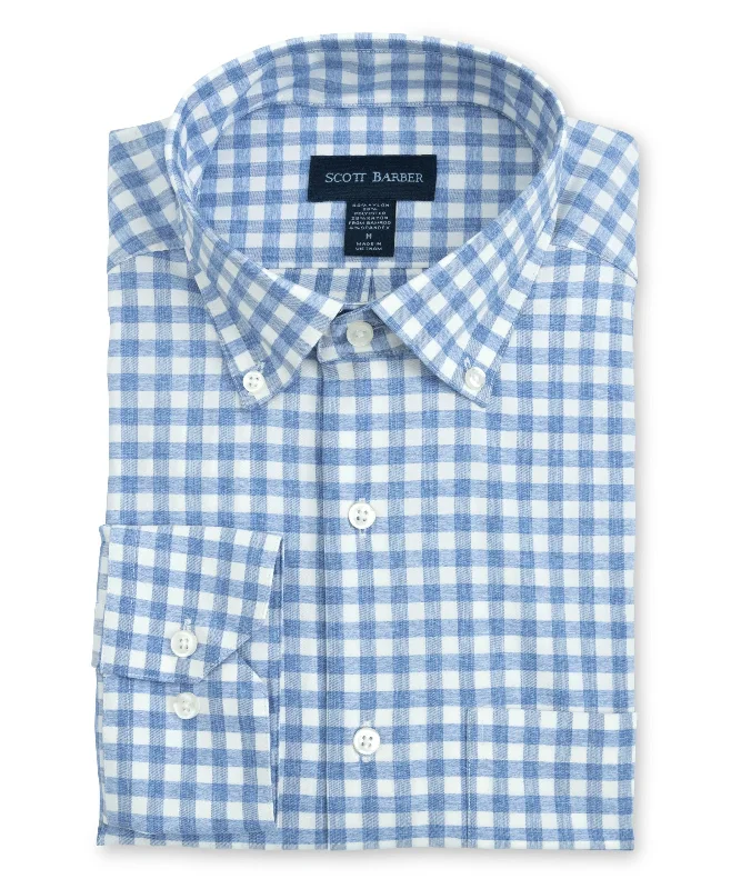 men's Oxford shirts -Soft Performance Melange Gingham, Blue