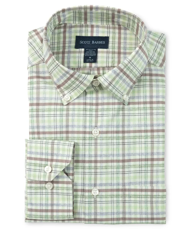 men's holiday-themed shirts -Soft Performance Melange Plaid, Fossil