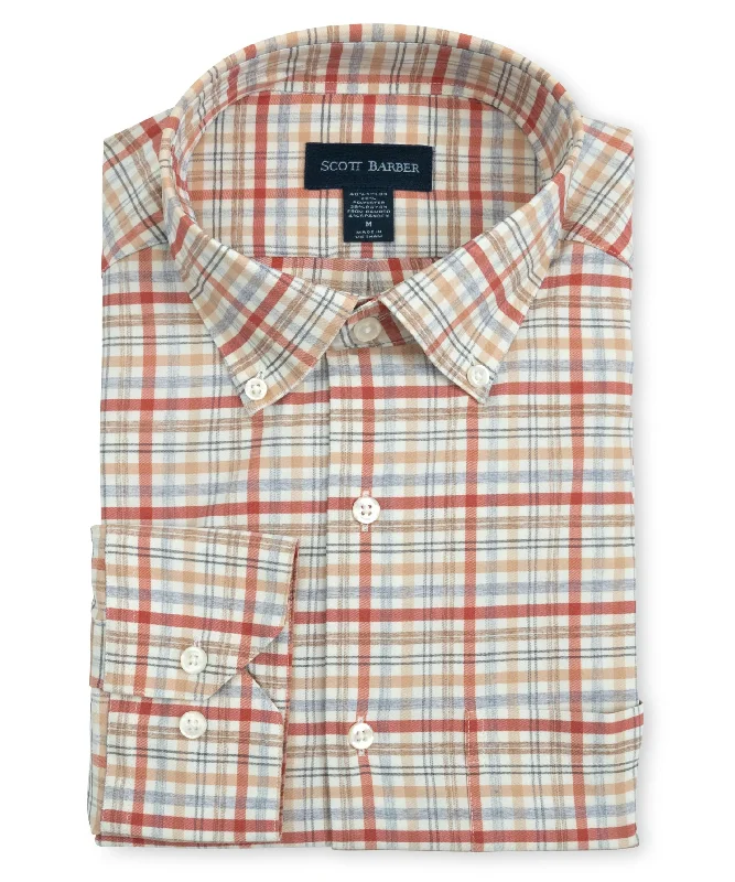 men's luxury shirts -Soft Performance Melange Plaid, Spice