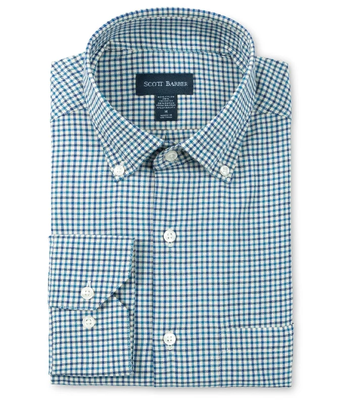 men's rugged shirts for outdoor activities -Soft Performance Melange Tattersall, Teal