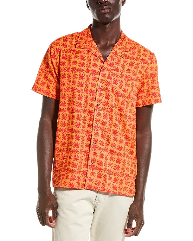 men's printed button-up shirts -Sovereign Code Lantern Camp Collar Button-Down Shirt