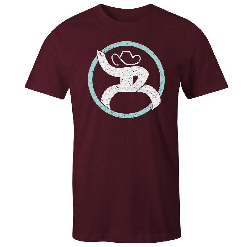 men's fashion-forward t-shirts -"Strap" Cranberry Heather w/ White & Turquoise T-shirt