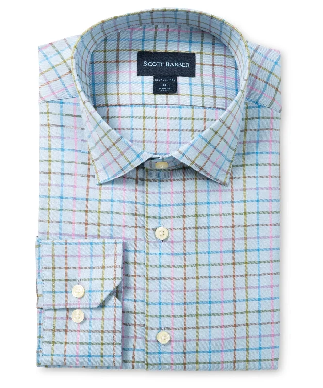 men's breathable shirts -Stretch Classic Plaid, Sky