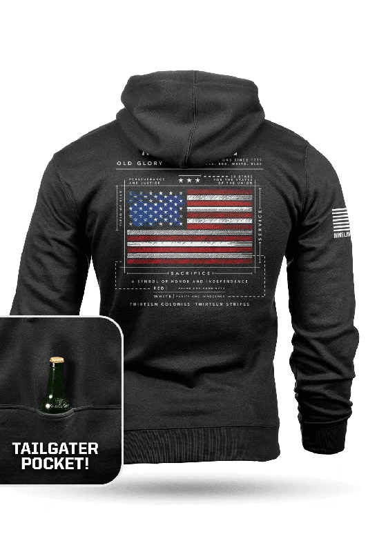 men's hoodies for casual wear -American Flag Schematic - Tailgater Hoodie