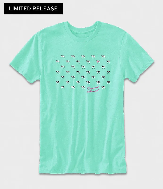 men's white t-shirts -Teal '90s Throwback Cow-a-Dot Graphic T-Shirt