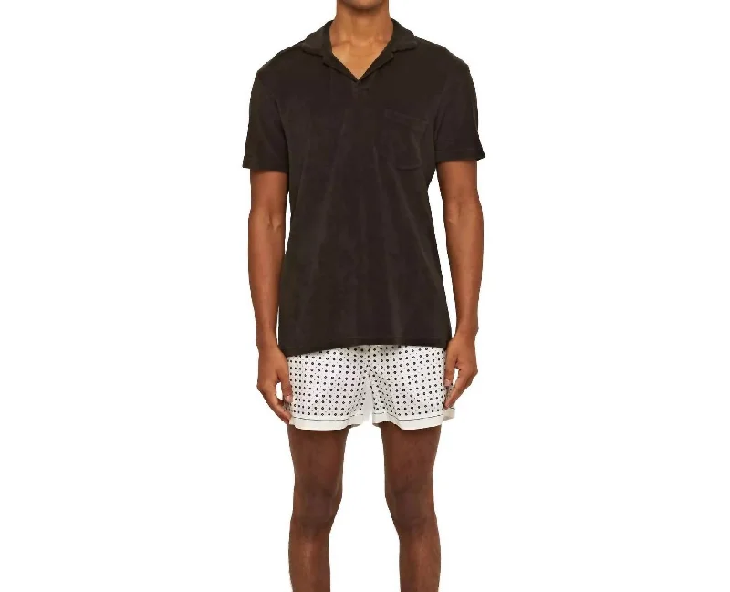 men's casual pique polo shirts -Terry Toweling Polo In Truffle