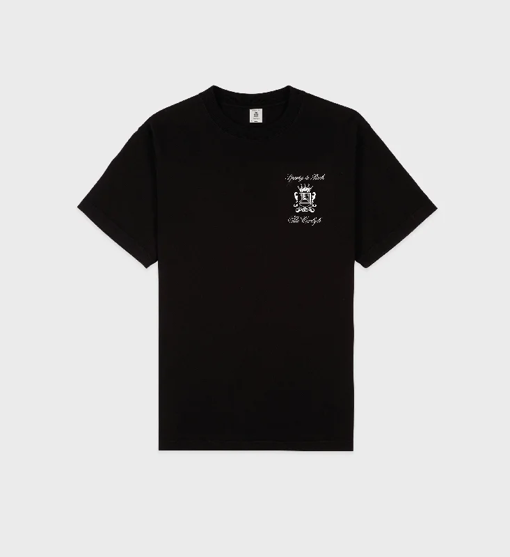 trendy v-neck t-shirts for men -The Carlyle Crest T-Shirt - Black/White