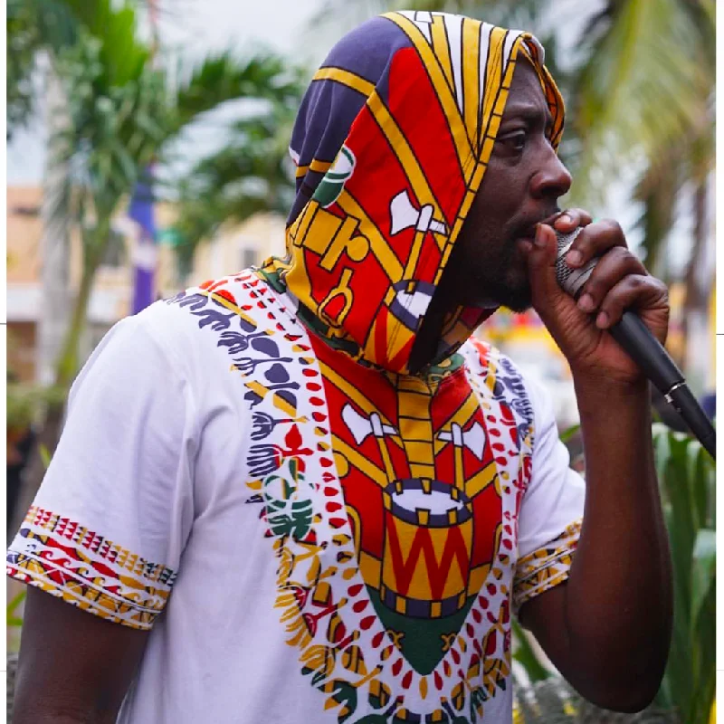 workout hoodies for men -TMMG WHITE HAITIAN FLAG DASHIKI HOODIE TEE