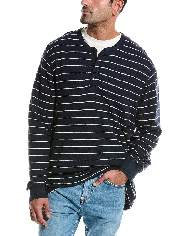 men's dress shirts -Todd Snyder Lightweight Stripe Mini Waffle Henley