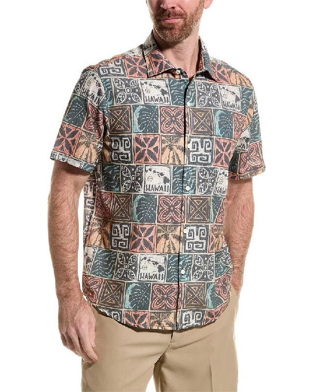 men's fitted shirts -Tommy Bahama Bahama Coast Palm Tiles Shirt