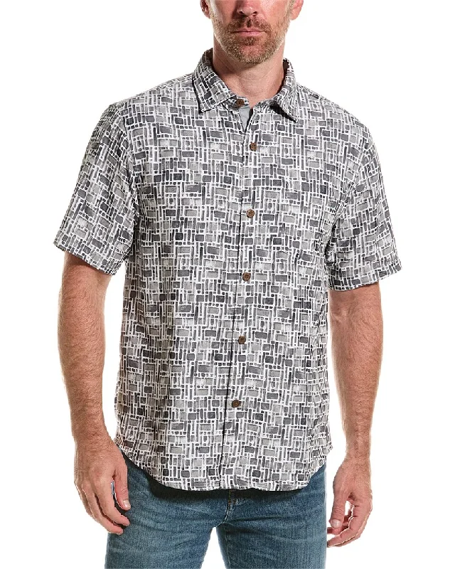 stylish button-up shirts for men -Tommy Bahama Coconut Point Pebble Tiles Shirt