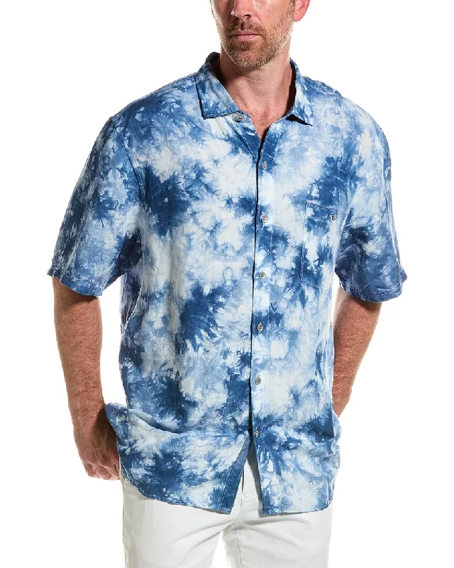 men's plaid shirts -Tommy Bahama Poolside Tie-Dye Linen-Blend Shirt