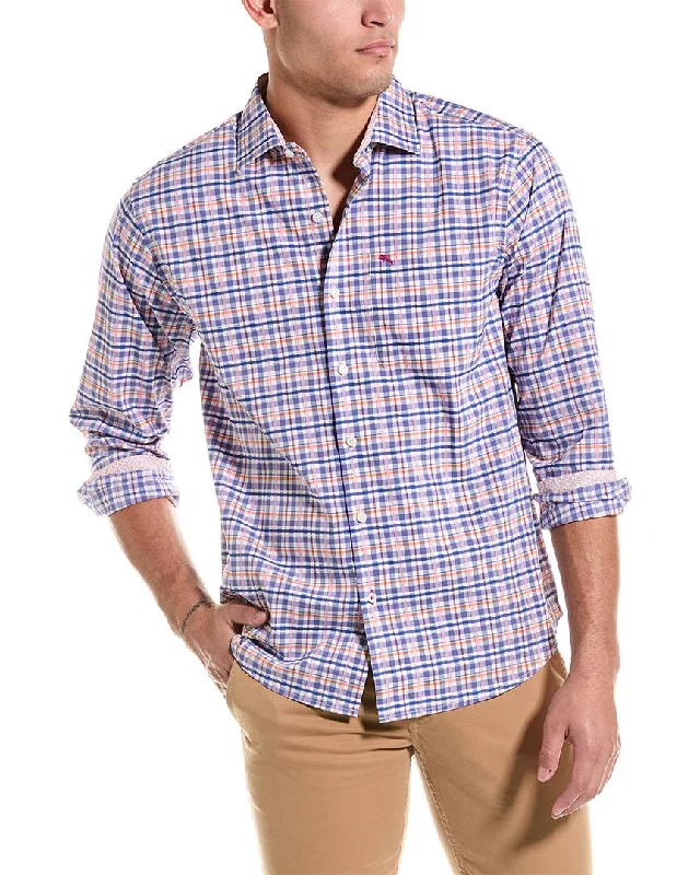 men's luxury shirts -Tommy Bahama Sarasota Stretch Fenway Check Shirt