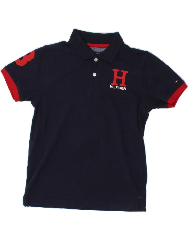 men's vintage polo shirts -TOMMY HILFIGER Boys Graphic Polo Shirt 12-13 Years Medium  Navy Blue