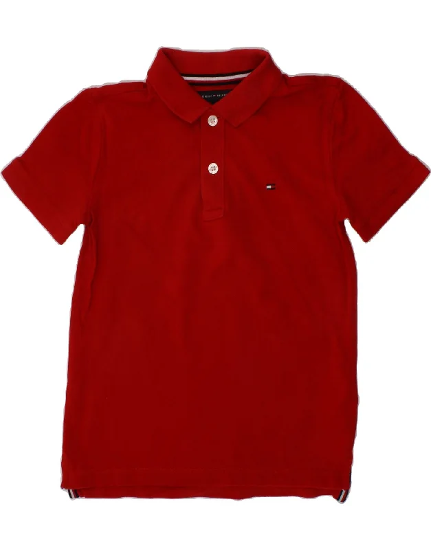 men's premium polo shirts for work -TOMMY HILFIGER Boys Polo Shirt 4-5 Years Red Cotton