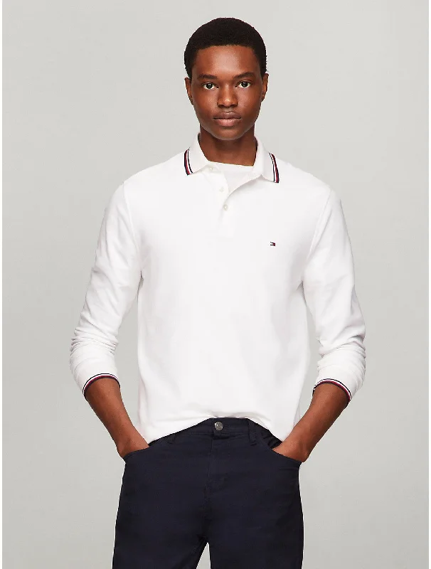 men's polo shirts for sports -Tommy Hilfiger Men's Long-Sleeve Regular Fit Tommy Wicking Polo