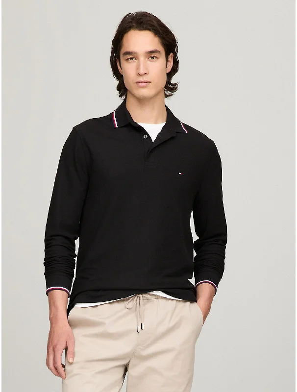 men's long-sleeve polo shirts -Tommy Hilfiger Men's Long-Sleeve Tommy Wicking Polo