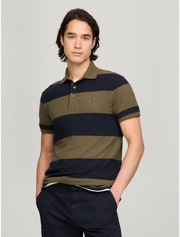 men's stylish sport polo shirts -Tommy Hilfiger Men's Rugby Stripe Slim Fit Polo