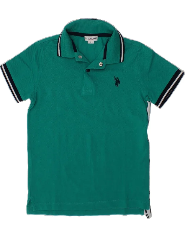 men's striped cotton polo shirts -U.S. POLO ASSN. Boys Polo Shirt 5-6 Years Turquoise Cotton