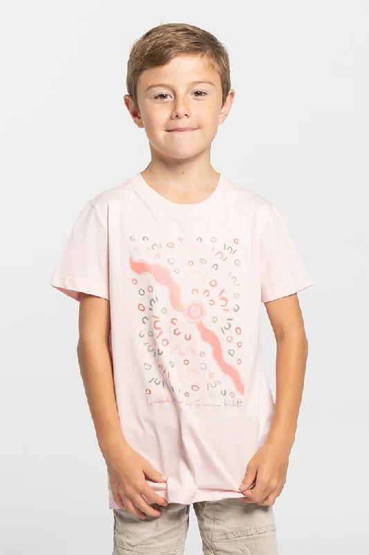 slim-fit cotton t-shirts -Unified Moments Pink Cotton Crew Neck Kids T-Shirt