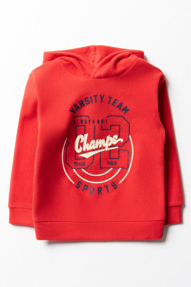 zip-up sweatshirts for men -Varsity Team Hoodie Red