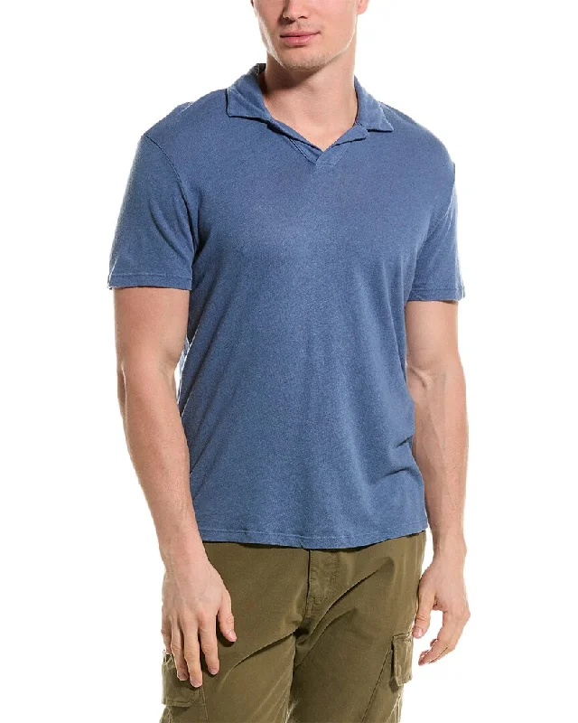 men's short sleeve polo shirts for work -Velvet by Graham & Spencer Beck Linen-Blend Polo Shirt