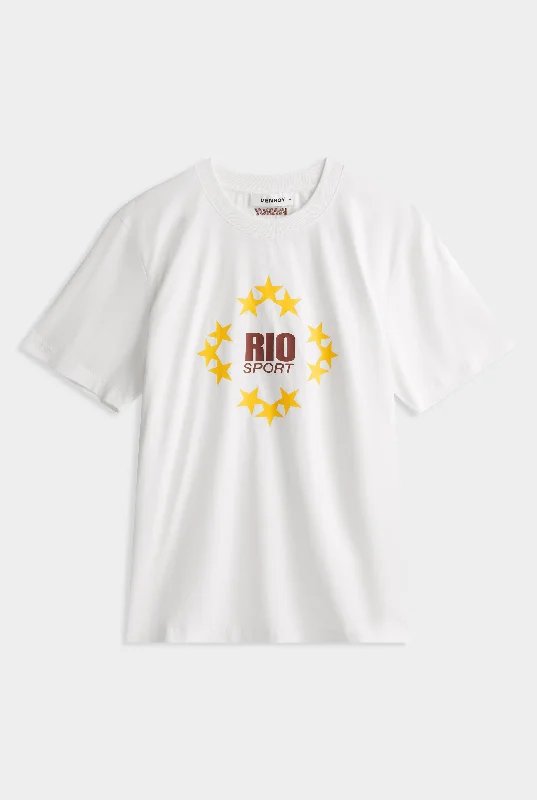 men's oversized graphic t-shirts -Venroy Rio Logo T-Shirt -  Off White