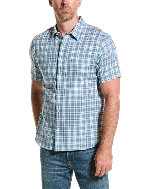 men's button-down shirts -Vince Waterfront Plaid Woven Shirt