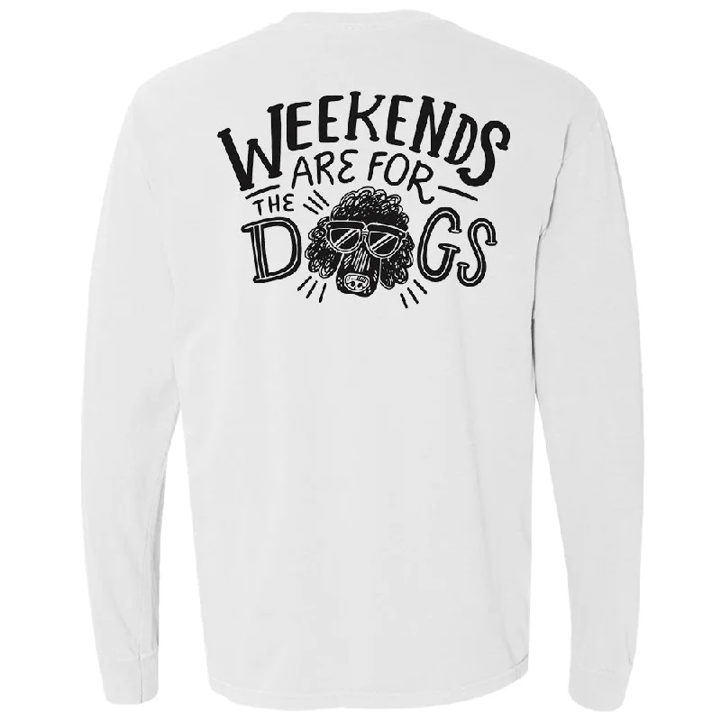 men's custom print t-shirts -Weekends Are For The Dogs Whiskey Snug Logo Long Sleeve T-Shirt