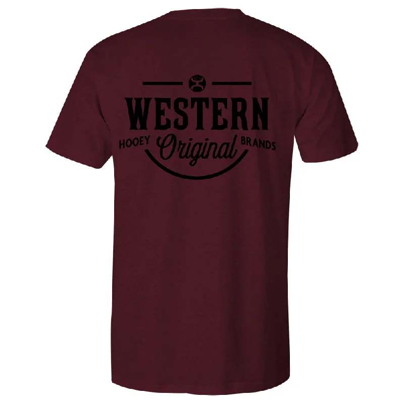 men's crewneck graphic t-shirts -"Western OG" Cranberry Heather T-shirt