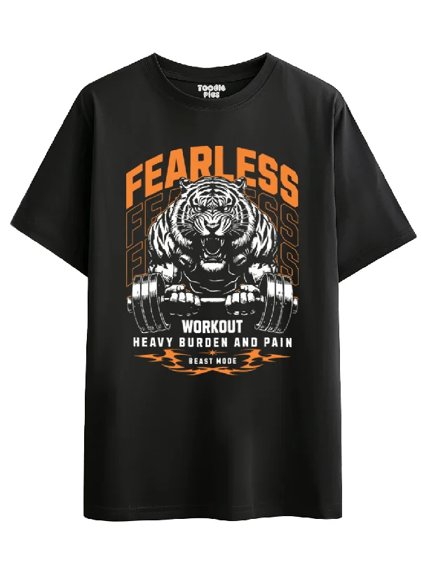 men's t-shirts with logos -Workout Tiger Plus Size T-Shirt