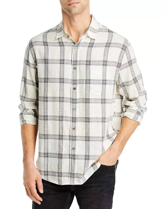 men's polo-style shirts -Wyatt Button Down Shirt In White Mirror Melange