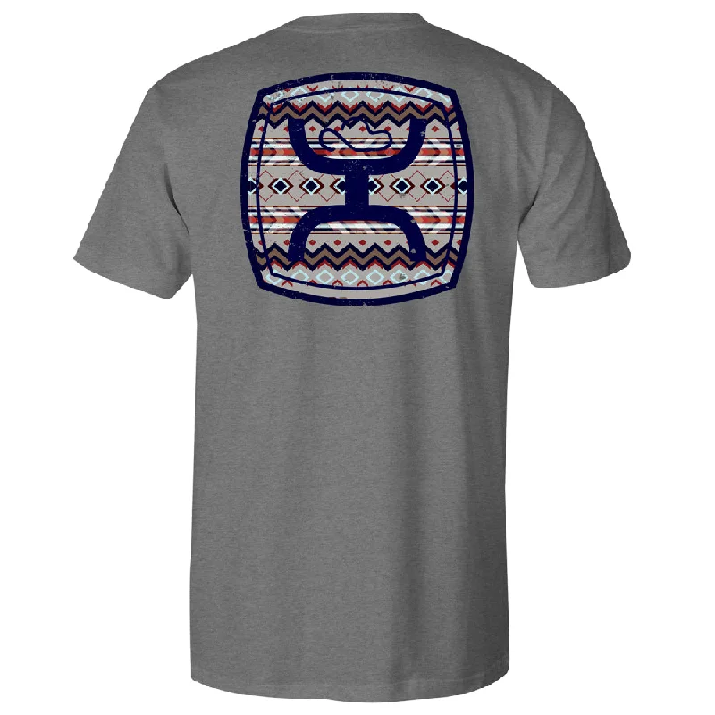 slim-fit cotton t-shirts -"Zenith" Grey w/ Multi Color Aztec T-shirt