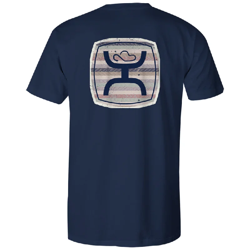 men's cotton t-shirts for sports -"Zenith" Navy w/Multi Color Pattern T-shirt