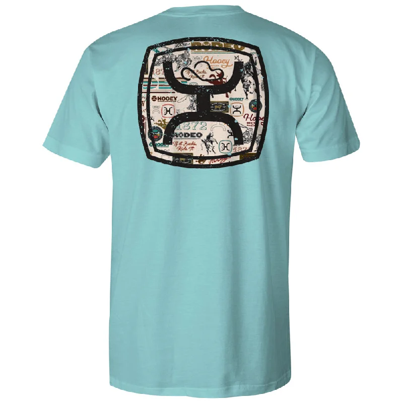 casual wear t-shirts for men -"Zenith" Turquoise w/Cream/Black Hooey Logo T-shirt