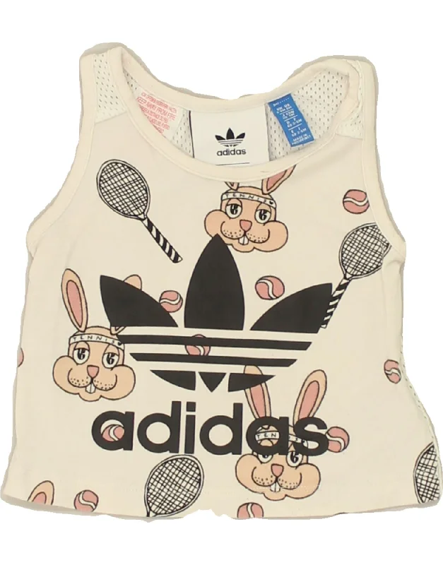 men's plaid vests -ADIDAS Baby Girls Graphic Vest Top 3-6 Months White Polyester