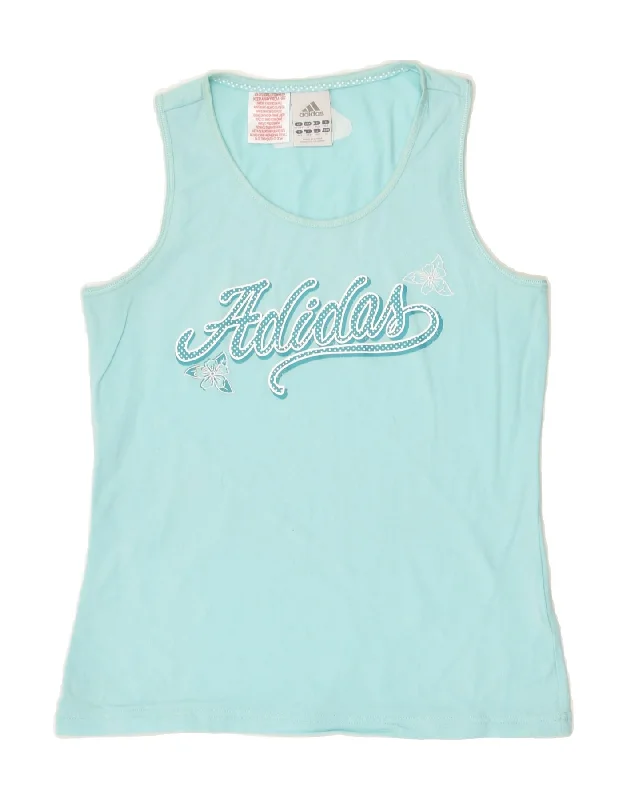 men's stylish knit vests -ADIDAS Girls Graphic Vest Top 13-14 Years Turquoise