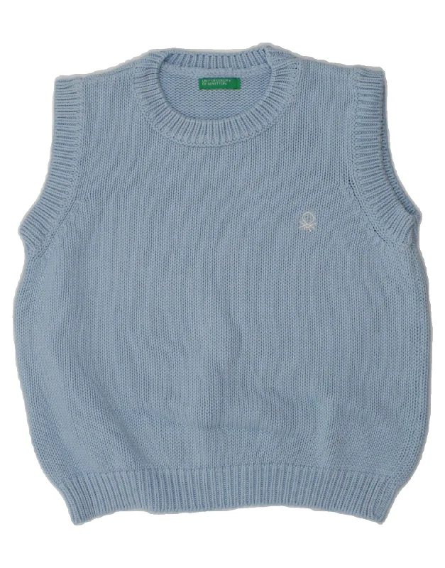 high-quality vests for men -BENETTON Boys Vest Tank Top 3-4 Years XS Blue Cotton