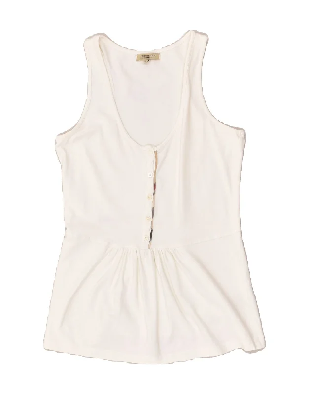 men's premium vests -BURBERRY Girls Vest Top 7-8 Years Small White Cotton