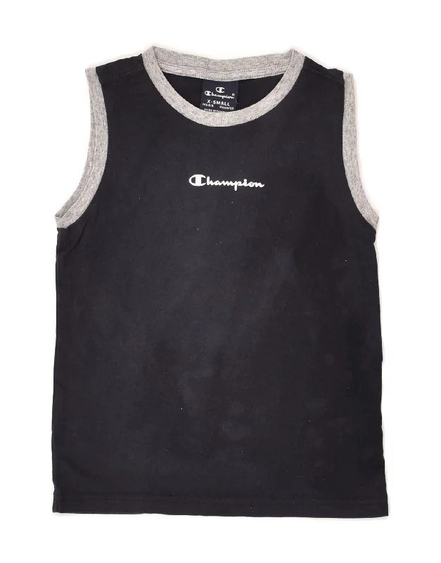 button-up waistcoats for men -CHAMPION Boys Vest Top 5-6 Years XS Black