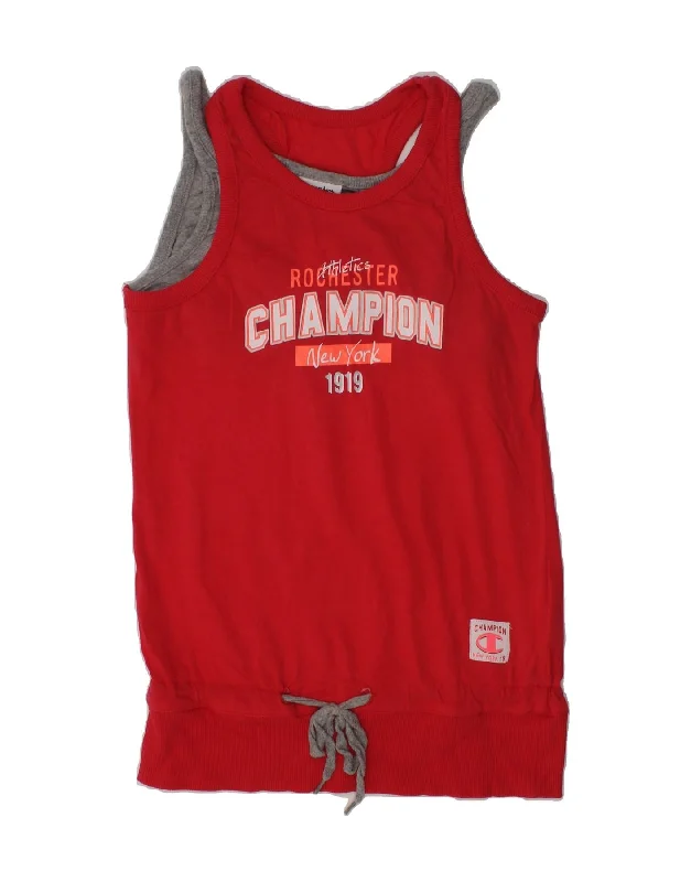 smart casual vests for men -CHAMPION Girls New York Graphic Vest Top 7-8 Years Small  Red Cotton