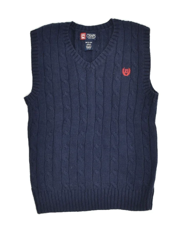 men's fashion vests -CHAPS Boys Vest Tank Top 10-11 Years Medium Navy Blue Cotton