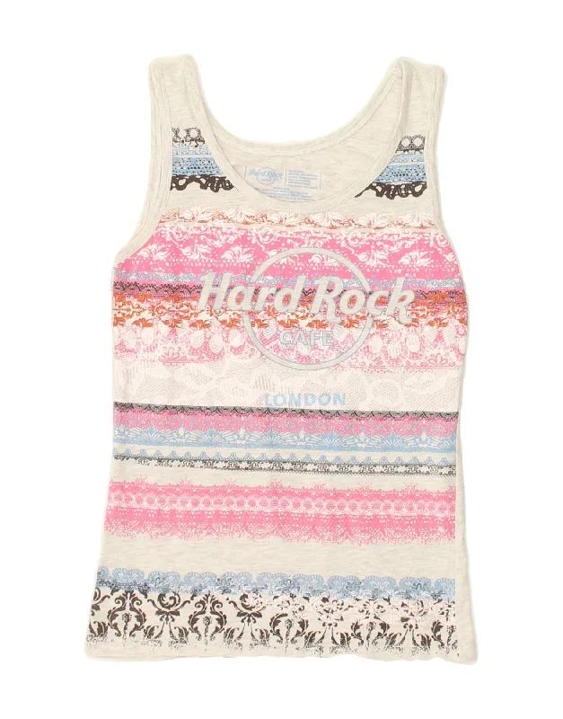 men's casual waistcoats -HARD ROCK CAFE Girls London Graphic Vest Top 11-12 Years Medium  Pink