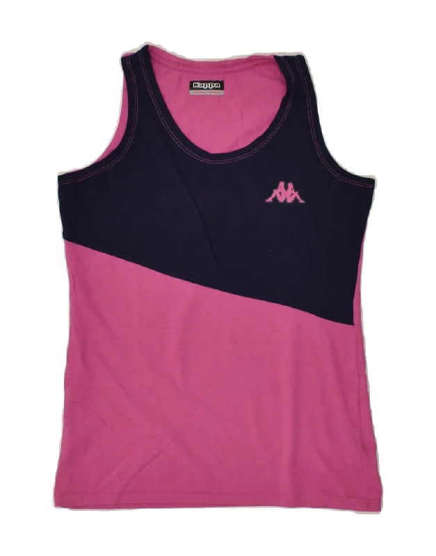 men's casual sleeveless vests -KAPPA Girls Vest Top 13-14 Years Pink Colourblock