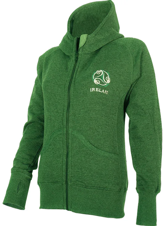 minimalist sweatshirts for men -Ladies Irish Triskele Yarn Dye Hoodie