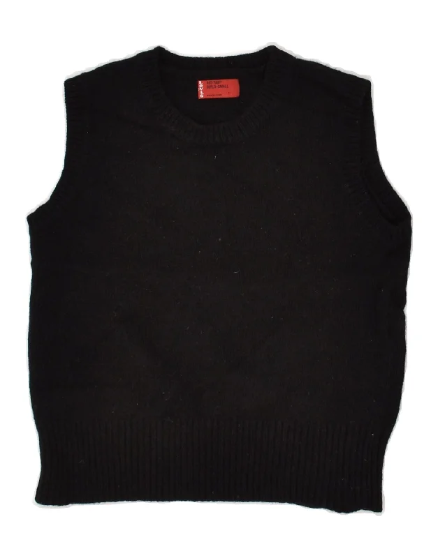 men's casual vest jackets -LEVI'S Girls Vest Tank Top 7-8 Years Small Black Lambswool