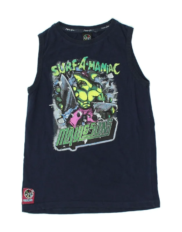 men's dress vests -MAUI AND SONS Boys Graphic Vest Top 10-11 Years Navy Blue